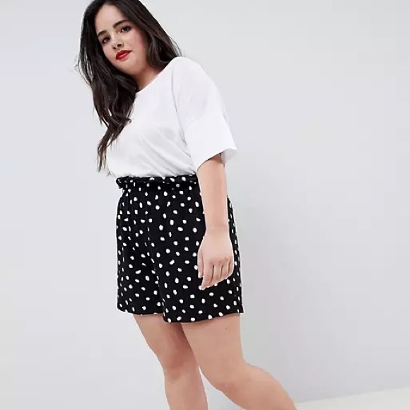 ASOS Curve culotte paperbag waist polka dot shorts